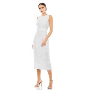 MAC DUGGAL 93597 NWT Abstract Beaded Sleeveless Midi Sheath Dress